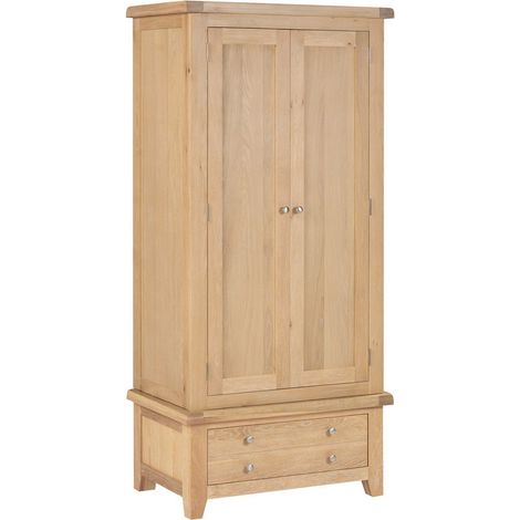 Windsor 2 Door 1 Drawer Wardrobe - L56 x W90 x H190 cm - Natural Oak