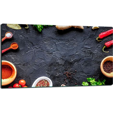 PLAQUE DE PROTECTION EN VERRE POUR CUISINIÈRE 90x52 ÉPICES (1/5)