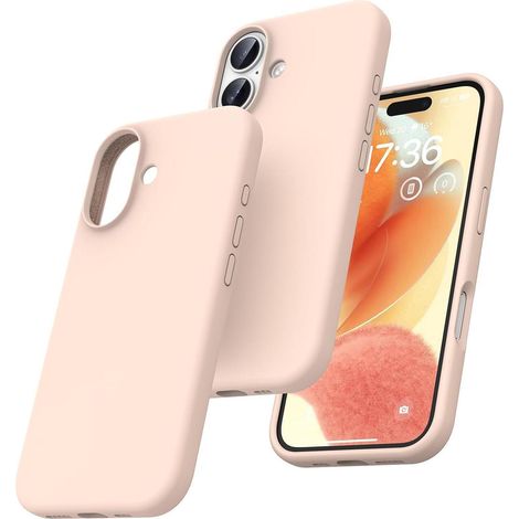 Handyhülle iPhone 16 6,1 Zoll Silikon stoßfest rutschfest Rosa (1/5)