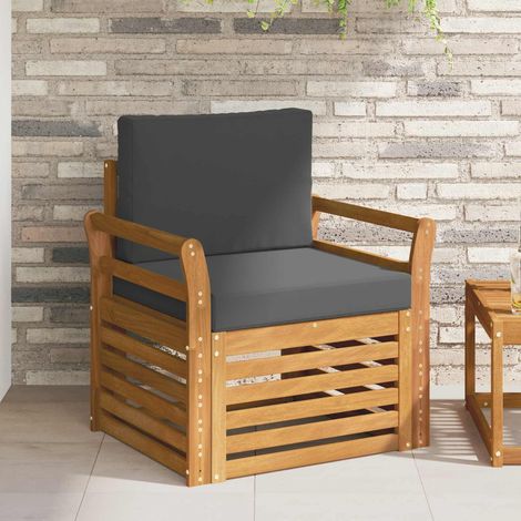 Outdoor-Sofagarnitur Massives Akazienholz und Polyester Natur (1/5)