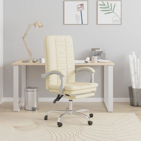 Bürostuhl mit Liegefunktion Creme Kunstleder
