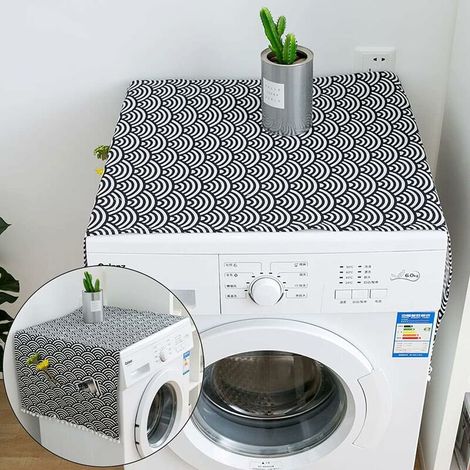 DEESSE SHOP - Housse de lave-linge, housse de réfrigérateur 55 x 130 cm Housse anti-poussière pour machine à laver avec sacs de rangement des deux côtés, pour lave-linge réfrigérateur à une porte (1/5)
