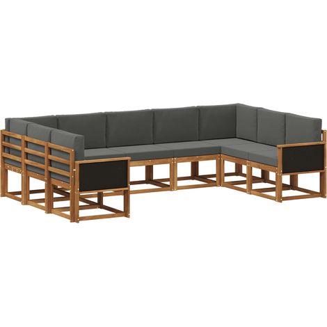 Set di divani da esterno 9 pz 9-Posti Naturale e Antracite vidaXL (1/5)