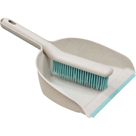 Pro Clean Anti-Bacteria Dustpan and Brush with Rubber Bristles, Blue (1/4)