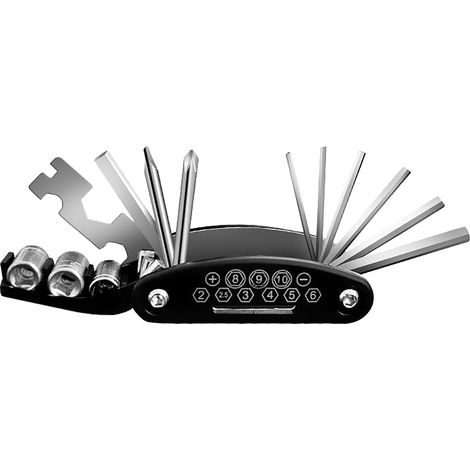 Kit clé pliable 16 en 1 multifonction en acier carbone haute résistance portable pour usage domestique (1/5)