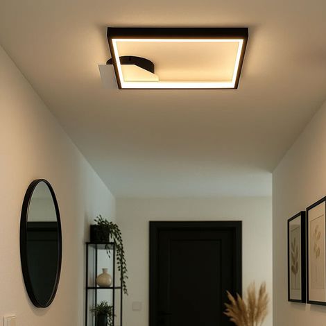 LED  Deckenlampe schwarz Wohnzimmerleuchte Designlampe Deckenleuchte, 19W 2150lm warmweiß, LxH 29 x 4,7 cm