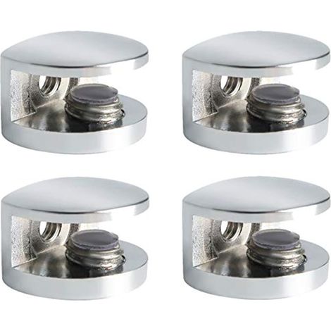 Glasklemme, Glasregalträger, Wandmontage, verstellbare Befestigung, anpassungsfähig für 5–8 mm dickes Glas, polierte Oberfläche aus Zinklegierung, 4 Stück, EBL3008-4P