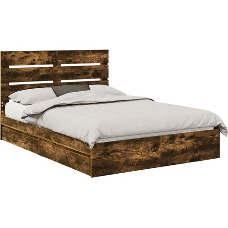 Letto con Contenitore con testiera Rovere fumé 160 x 200 cm vidaXL