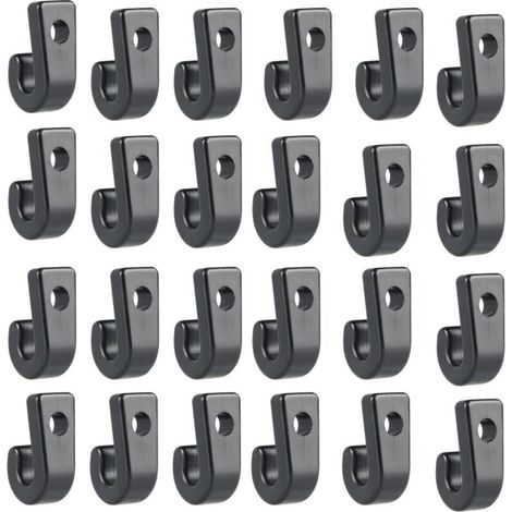 50Pcs Kayak J Crochets en Nylon Noir, Crochets d'Arrimage Kayaks en Plastique Durable, Crochets en Forme De J Pour Kayak Bungee Cordon Canoës Bateaux Paddle Board Yacht Canots Barque