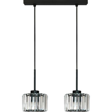 Lámpara de techo colgante negra con pantalla de cristal Omena 14-958