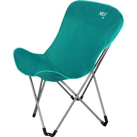 Silla de camping plegable verde, ligera y portátil.