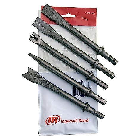Ingersoll Rand 116H-K5 Set di Scalpelli, Accessori per Utensili Potenti, per Martello Pneumatico, 5 pezzi, con forme e dimensioni diverse (1/3)