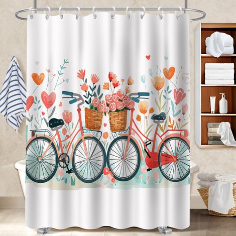 Rideau douche polyester 180x180 avec 12 œillets rideau séchage rapide pour avec accessoires assortis (1/5)