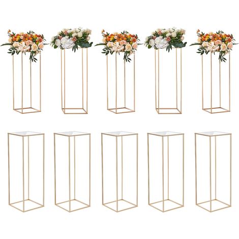 10PCS Support de Fleurs de Mariage 80 cm Porte-fleurs Métal Doré Centre de Table Vase Géométrique Stratifié Acrylique Présentoir Floral pour Réception Événement Décoration de Fête Maison (1/5)
