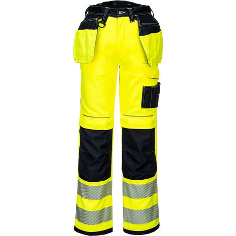 Pantalon HV PW3 poches flottantes couleur : Jaune/Noir taille 56 - PORTWEST (1/2)