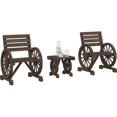 vidaXL Juego de muebles de jardín 3 piezas madera maciza de abeto (1/5)