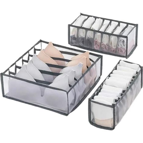 Organisateur de Tiroir pour Sous-vêtements - Boîte de Rangement Pliable et Lavable - Panier de Rangement pour Soutiens-Gorge, Chaussettes, Foulards - Séparateur de Tiroir (A) (1/5)