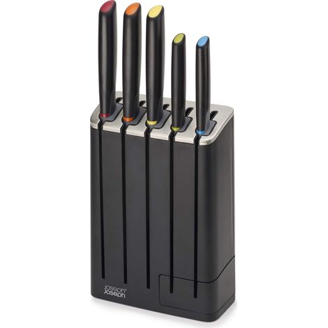 Joseph Joseph Elevate Knives SlimBlock Set di coltelli Elevate da 5 pezzi con affilacoltelli estraibile - Negro (1/5)