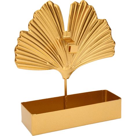 Porte-encens en fer forgé en forme de feuille de ginkgo, support pour brûler l'encens, décoration intérieure dorée (1/5)