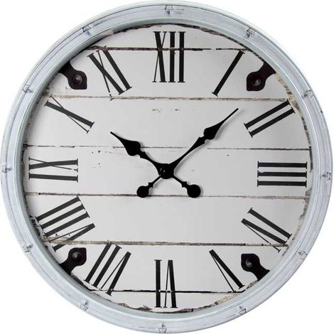 OROLOGIO DA PARETE CON CORNICE IN PLASTICA E NUMERI ROMANI 50X50X5 CM BIANCO (1/2)