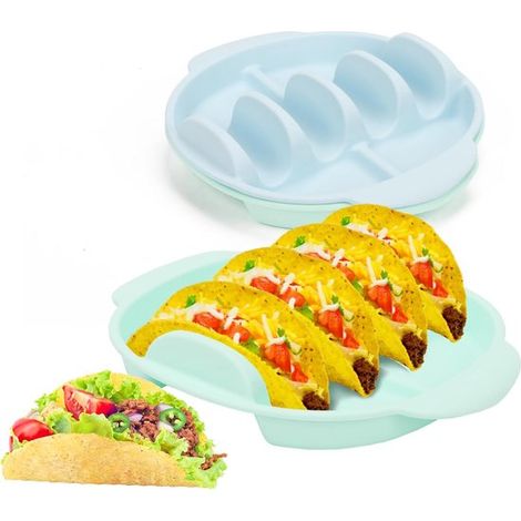 Soportes para tacos, 2 piezas, soportes de plástico duro con asas, bandejas para tacos, soporte para tacos para el hogar, fiestas y restaurantes. (1/5)