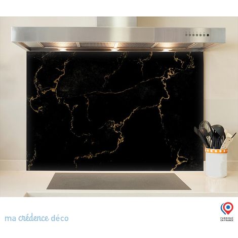 Fond de hotte : Marbre noir de Trieste doré - Alu composite - 60 cm - 45 cm (1/5)
