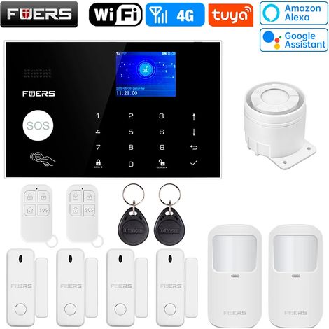 (Pack 3) Système d'alarme sans fil intelligent WIFI 4G, système d'alarme antivol et de sécurité pour la maison, avec capteurs (1/5)