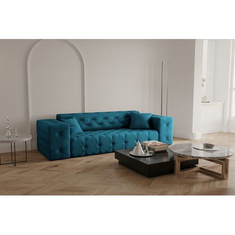 Sofa Designersofa CHANTAL 3-Sitzer in Stoff Opera Velvet Ozeanblau (1/5)