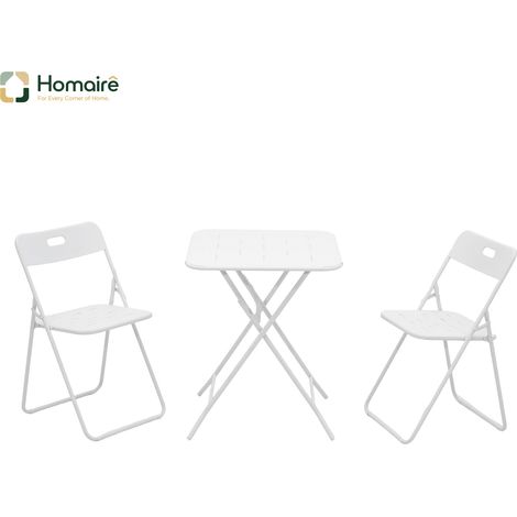 HOMAIRE Ensemble de Bistrot Extérieur Pliable 3 Pièces Blanc Résistant aux Intempéries (1/5)