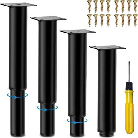 Nannigr 4PCS Pieds de Meubles Réglables, 18-31cm Hauteur Pied de Lit en Métal, Pieds d'Armoire Robust Charge jusqu'à 400KG, Peids de Cuisine Universel avec Tournevis et Vis, pour Canapé Table Chaise(N (1/5)