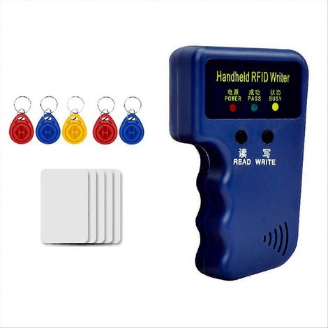 EM4305 T5577 Tragbarer 125-kHz-RFID-Kartenleser/-schreiber + 5 Schlüsselanhänger + 5 Ausweiskopierer/-duplikatoren/-programmierer (1/5)