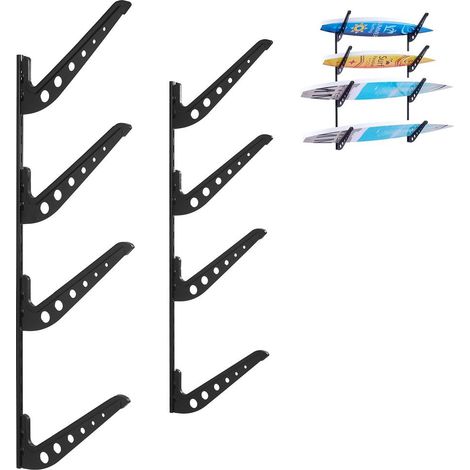 Installation Facile avec Kit Support Mural Planche de Surf 4 Niveaux Rangement Horizontal Réglable en Hauteur (1/5)