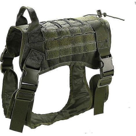 Filiyano-Harnais tactique pour chien avec poignée en nylon, harnais d'entraînement réglable, gilet de travail pour animaux de compagnie, vert, taille (1/3)