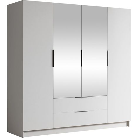 Armario Closico Cadron II, Blanco, 216x200x60cm, Puertas de armario: Con bisagras, Número de estantes: 0