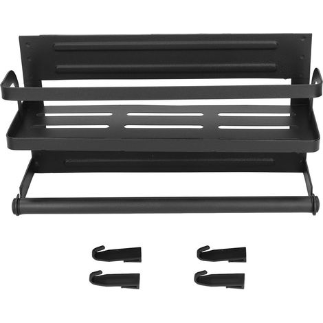 Rack Magnétique pour Épices, Gain de Place, Étagère de Réfrigérateur à Une Couche pour Bocaux, Poivre, Sel, Huile de Cuisine, Noir (1/5)
