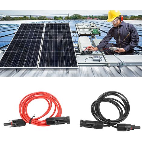 12AWG 2,5mm² Solarmodul-Verlängerungskabel - 2m Rot & Schwarz Set mit männlichen und weiblichen ABS-Steckern (1/5)