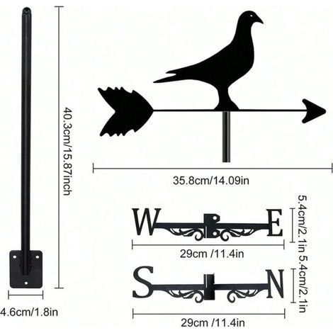 Girouette décorative d'extérieur en forme de pigeon. idéale pour les fermes. les jardins et les patios (1/5)