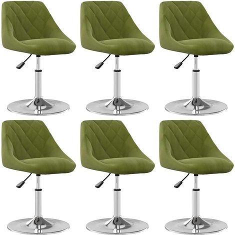 vidaXL Chaises pivotantes à manger lot de 6 vert clair velours (1/5)