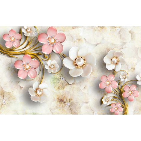 Papier peint panoramique - Fleurs 3D - 130 cm x 81 cm (1/2)