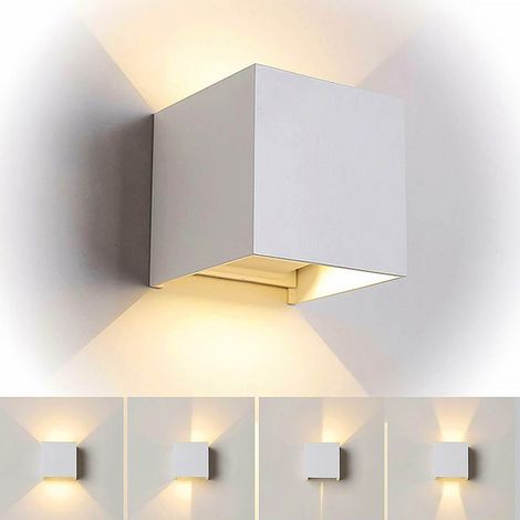 APPLIQUE LED 12W DA PARETE PER ESTERNO IP65 CUBO BIANCO - EFFETTO LUMINOSO BIDIREZIONALE REGOLABILE (1/5)