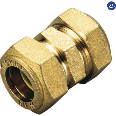 RACCORDO DIRITTO DOPPIO A COMPRESSIONE CON O-RING GIALLO PER GAS TIEMME Ø14 x Ø14 mm