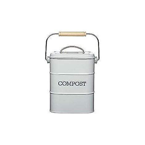 KitchenCraft Living Nostalgia Bin de composting de cucinade metallo, grigio francese, 16,5 x 12 x 24 cm (capacità 3 litri)