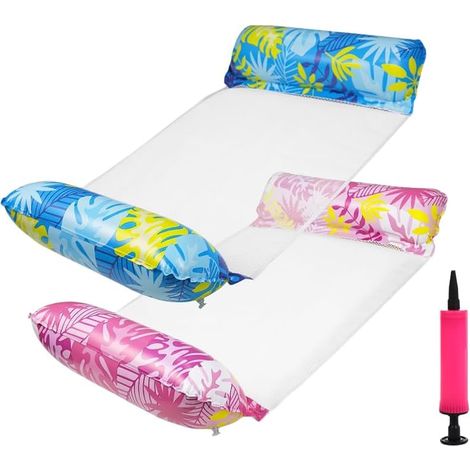 Bouee Piscine Adulte, 2PCS Matelas Piscine avec Pompe D'inflateur, 4-en-1 Hamac Gonflable Bouee Matelas piscie, pour Plage, Fête (1/5)