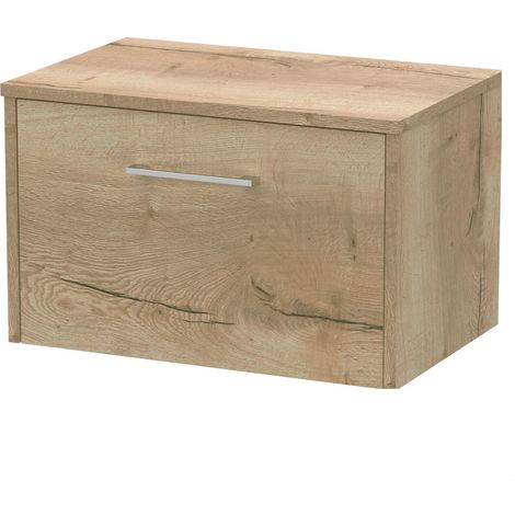 Winshill Contemporary 1 Drawer Wall Hung Vanity Unit with Worktop, Light Oak, 600mm