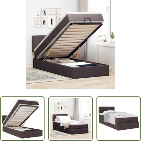 Matratze -  Ottoman-Bett mit Matratze Dunkelbraun 90x200 cm Stoff (1/5)
