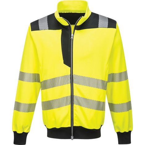 Pw3 Hi-Vis Sweatshirt mit Reißverschluss Farbe: Gelb/Schwarz Größe L - Portwest
