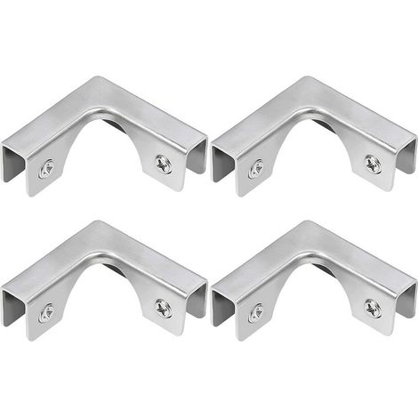Pince à Verre, 4 Pièces de Connecteurs en Verre en Acier Inoxydable en Forme de L, Supports de Fixation à Angle Droit pour Fixation d'Aquarium Sans Bord Armoire, Pour Verre de 5 à 8 mm