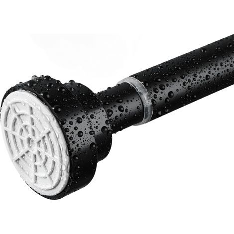 Tringle à rideau de douche rétractable, sans perçage, convient pour salle de bain, fenêtre, armoire penderie 85-140 cm, noir