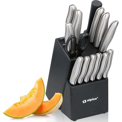 Set Coltelli 15 Pezzi Coltelli da Cucina Affilati con Blocco Supporto Multicolor (1/5)