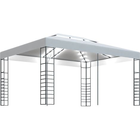 Tonnelle avec guirlande lumineuse à LED 4x3x2,7 m Blanc (1/5)